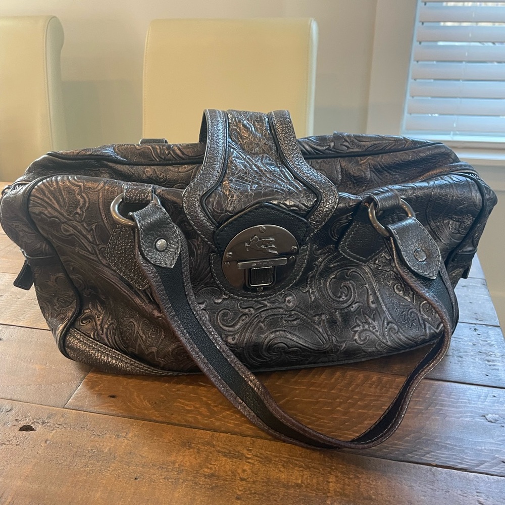 Vintage Etro Black Leather Handbag